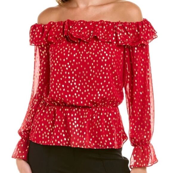 VINCE CAMUTO FOIL DOT TOP. Size: M - Picture 1 of 2